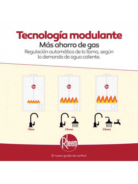 Calefont 13 Litros Tiro Natural Digital Línea Prestige™ Gas Natural o Licuado RHEEM