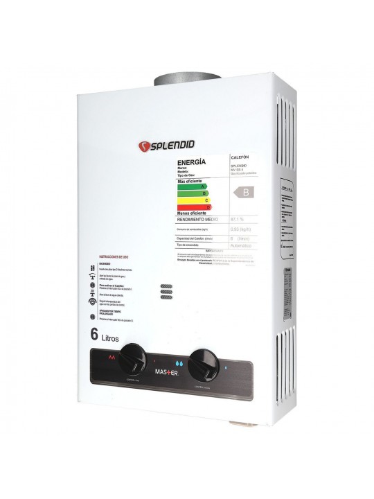 Calefont 6 Litros Tiro Natural Master Gas Licuado SPLENDID