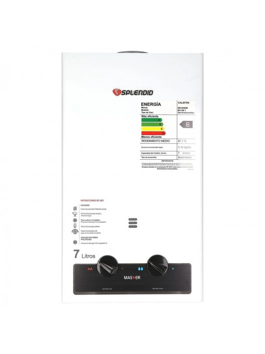 Calefont 7 Litros Tiro Natural Master Gas Licuado SPLENDID