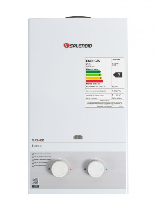 Calefont 8 Litros Tiro Natural Gas Licuado o Gas Natural SPLENDID
