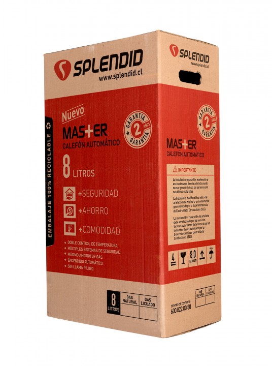 Calefont 8 Litros Tiro Natural Gas Licuado o Gas Natural SPLENDID