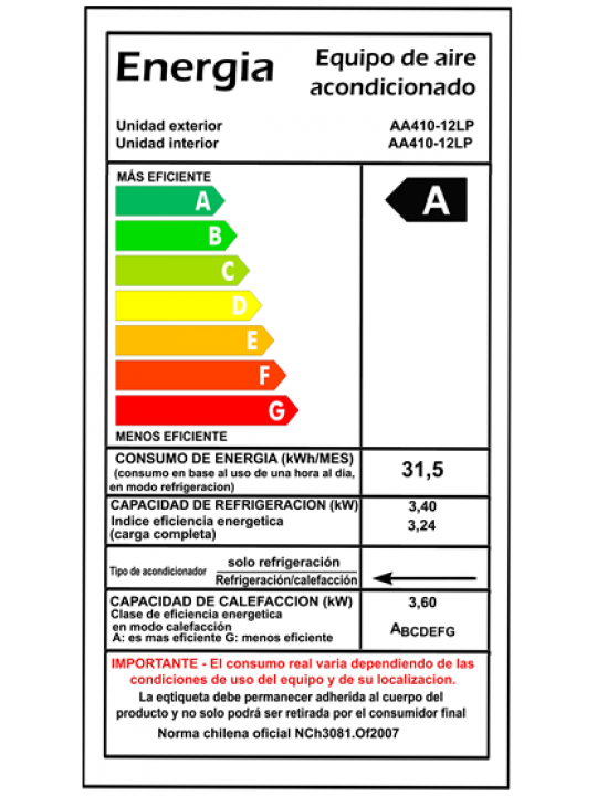 Aire Acondicionado Split Muro IKA 12.000 btu Inverter Frío/Calor