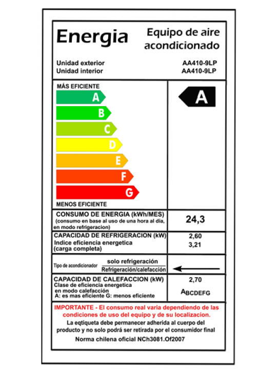 Aire Acondicionado Split Muro IKA 9.000 btu Inverter Frío/Calor
