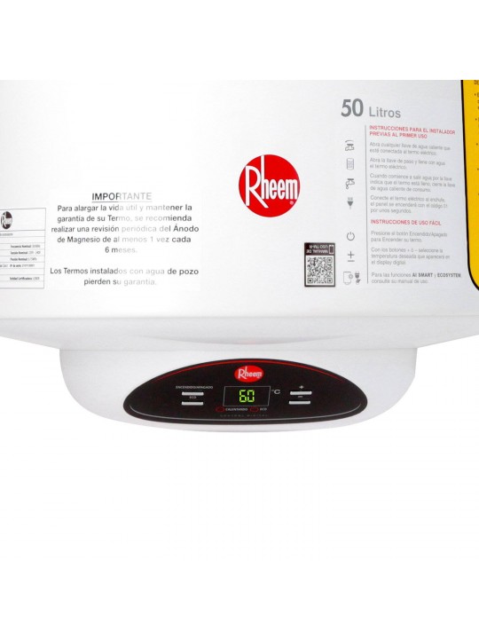 Termo Eléctrico 50 LT, Digital Mural Rheem